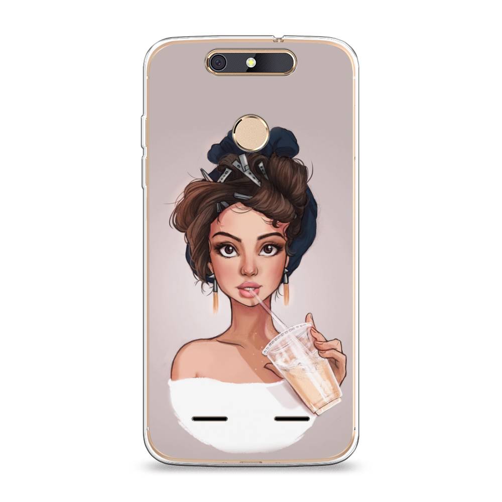 

Чехол на ZTE Blade V8 mini "Девушка с фраппе", Серый, 131950-6