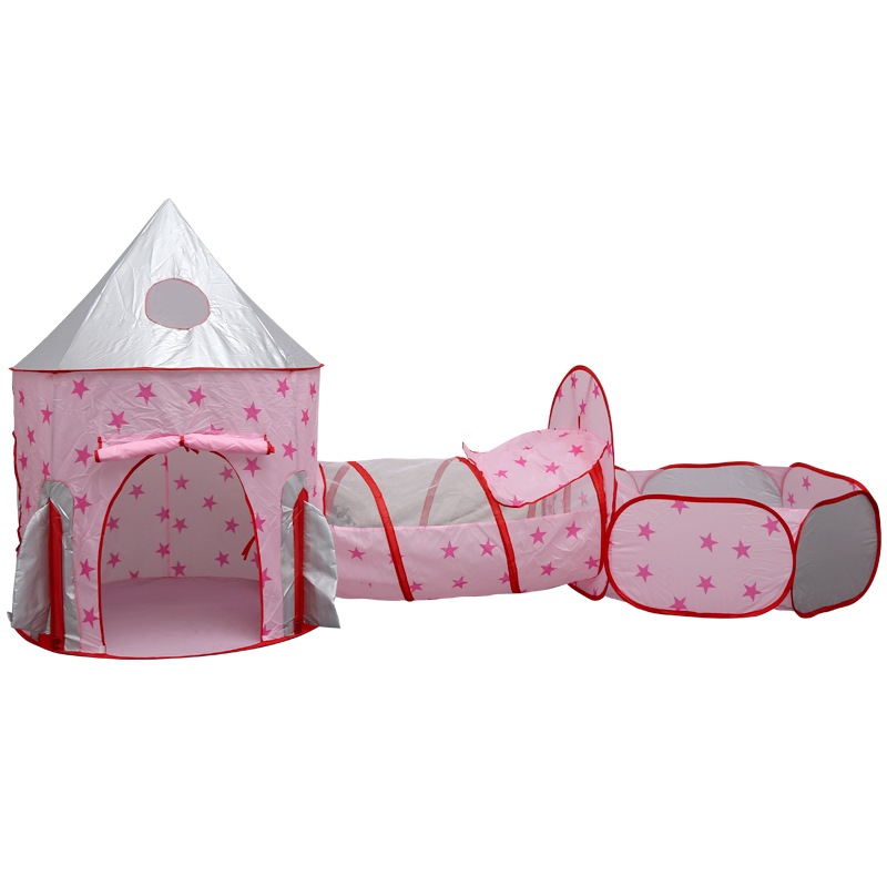фото Палатка детская игровая, тоннель с сухим бассейном розовый 001137_1 aiden-kids