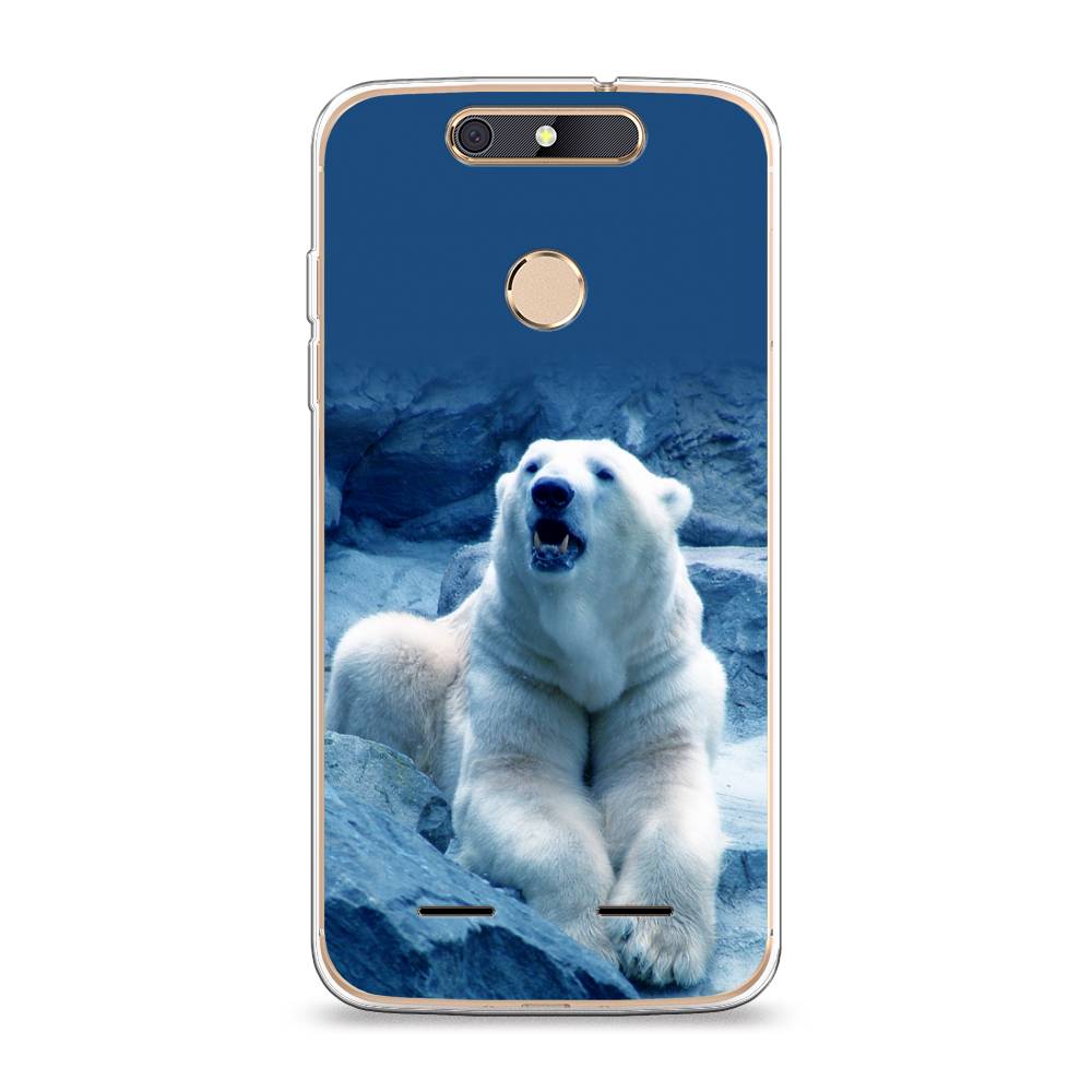 

Чехол на ZTE Blade V8 mini "Белый медведь", Голубой;белый, 131950-1