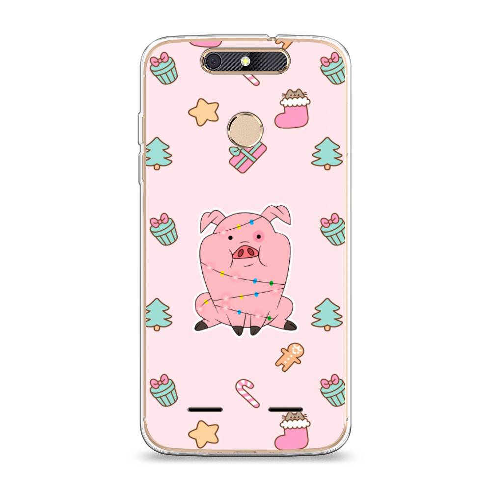 

Чехол на ZTE Blade V8 mini "Розовая свинка", Розовый;зеленый, 131950-5