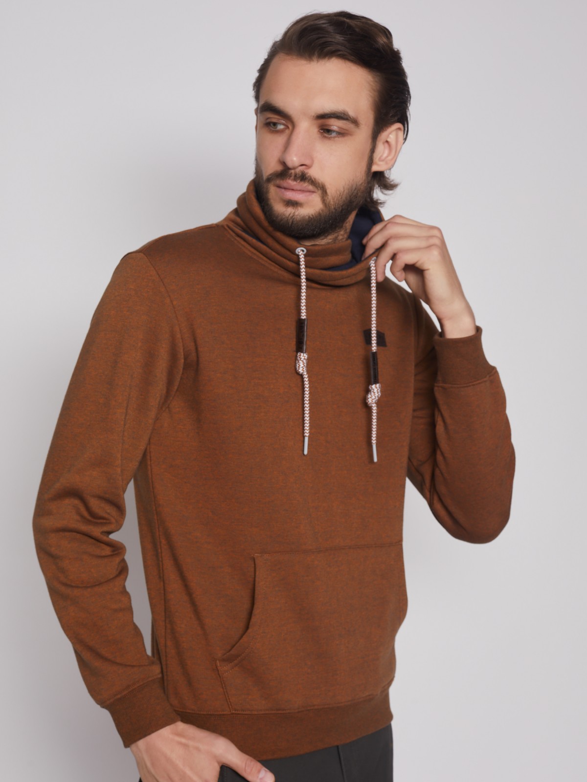 

Худи мужское Zolla 012324179012 коричневое L, 012324179012