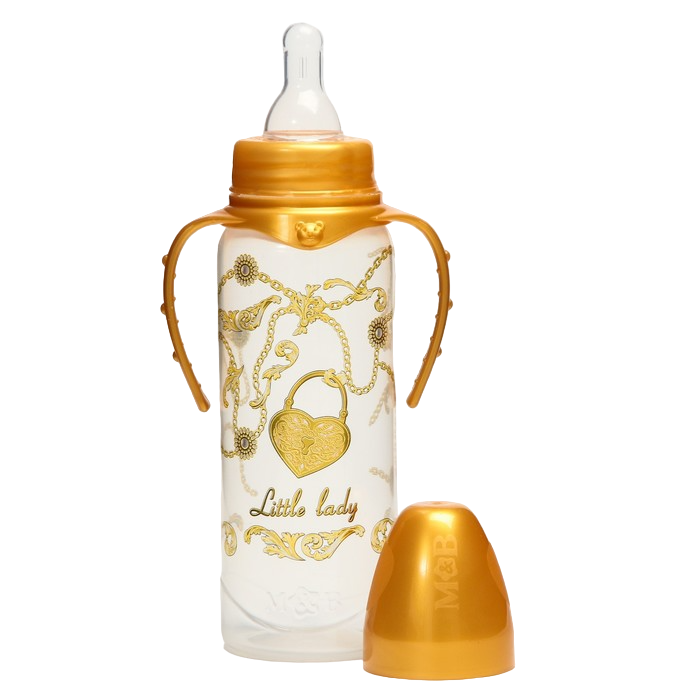 Бутылочка для кормления «Little lady» классическая, с ручками, 250 мл, Золотая коллекция