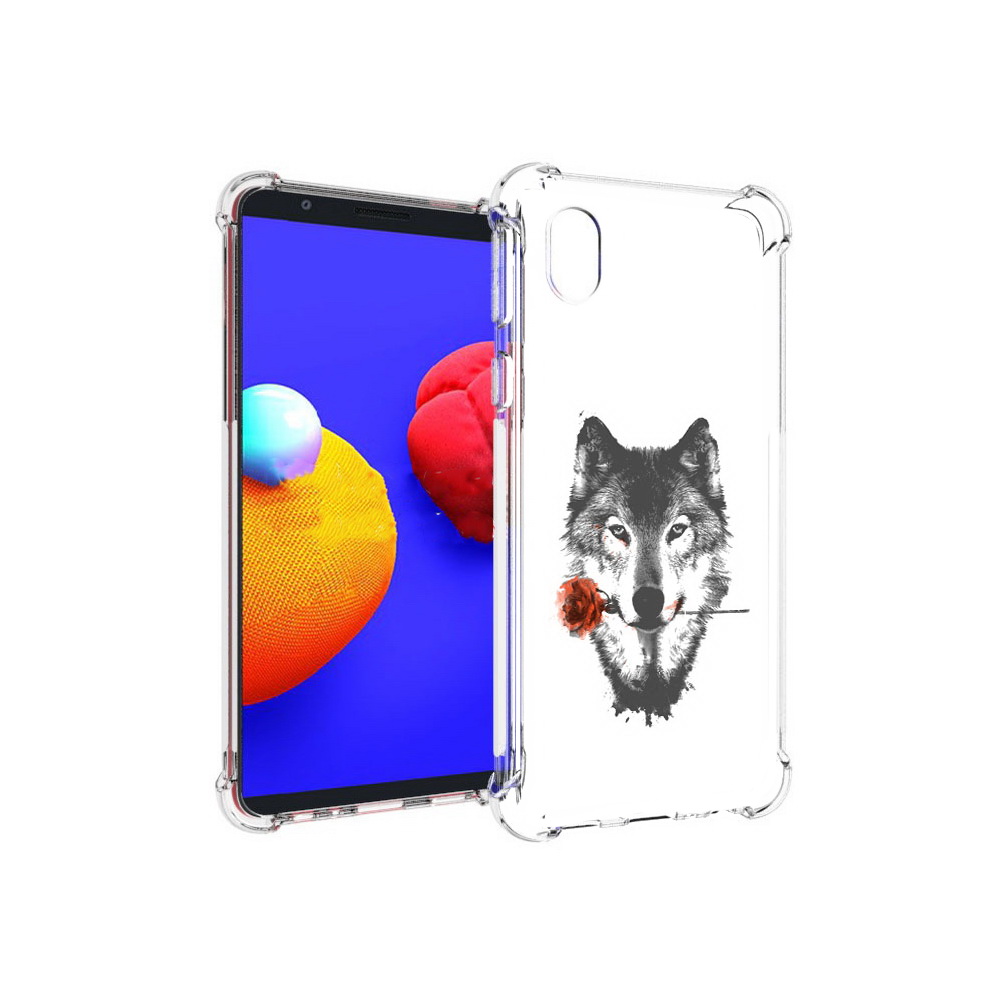 

Чехол MyPads Tocco для Samsung Galaxy A01 Core волк с розой (PT151825.477.270), Прозрачный, Tocco