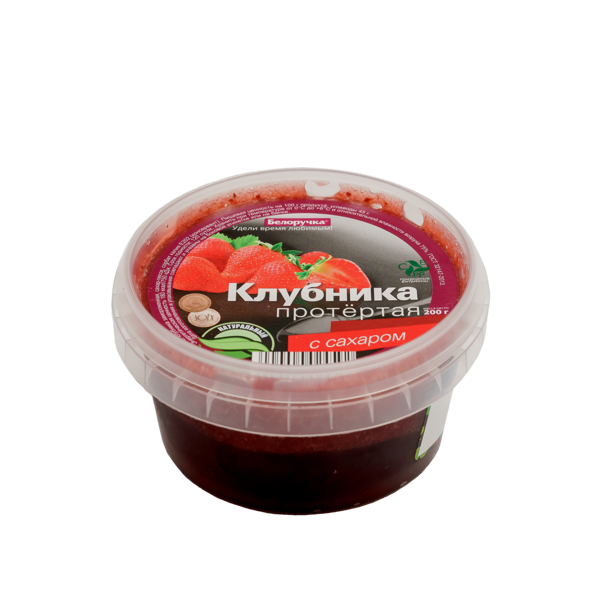 

Протертые ягоды Белоручка клубника с сахаром 500 г