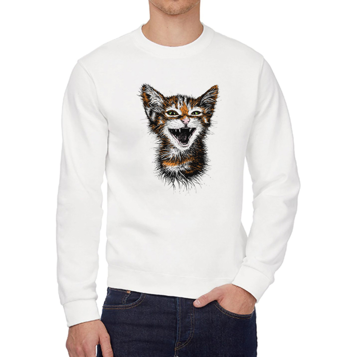 

Свитшот женский CoolPodarok Котенок белый 42 RU, 42W02588