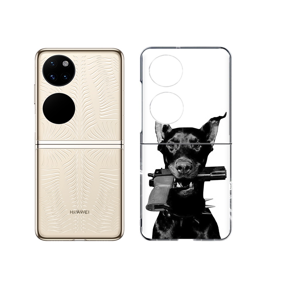 

Чехол MyPads Tocco для Huawei P50 доберман с пистолетом (PT225999.71.331), Прозрачный, Tocco