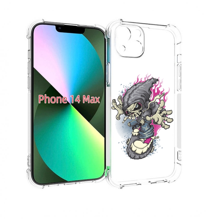 фото Чехол mypads нарисованный скелет на скейт борде для iphone 14 plus (6.7)