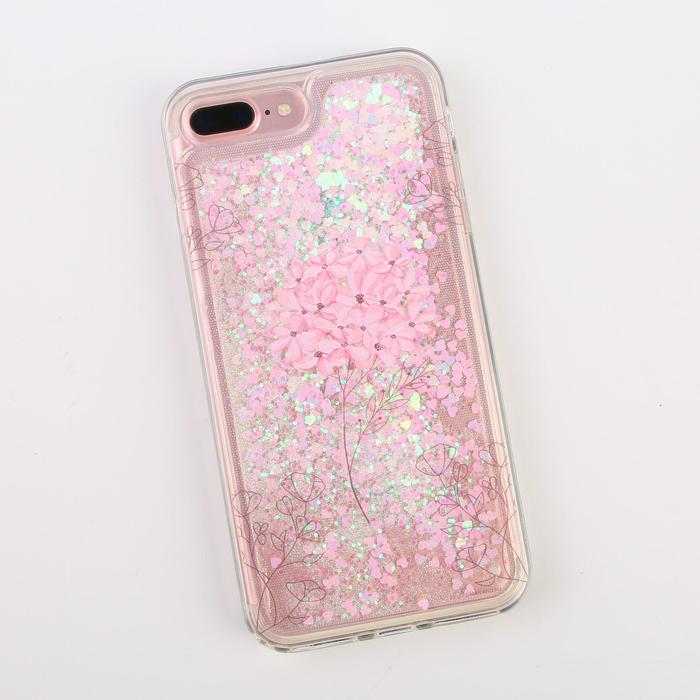 

Чехол Like me для iPhone 7, 8 Plus, с блестками внутри, Flower, для iPhone 7, 8 Plus, с блестками внутри, Flower