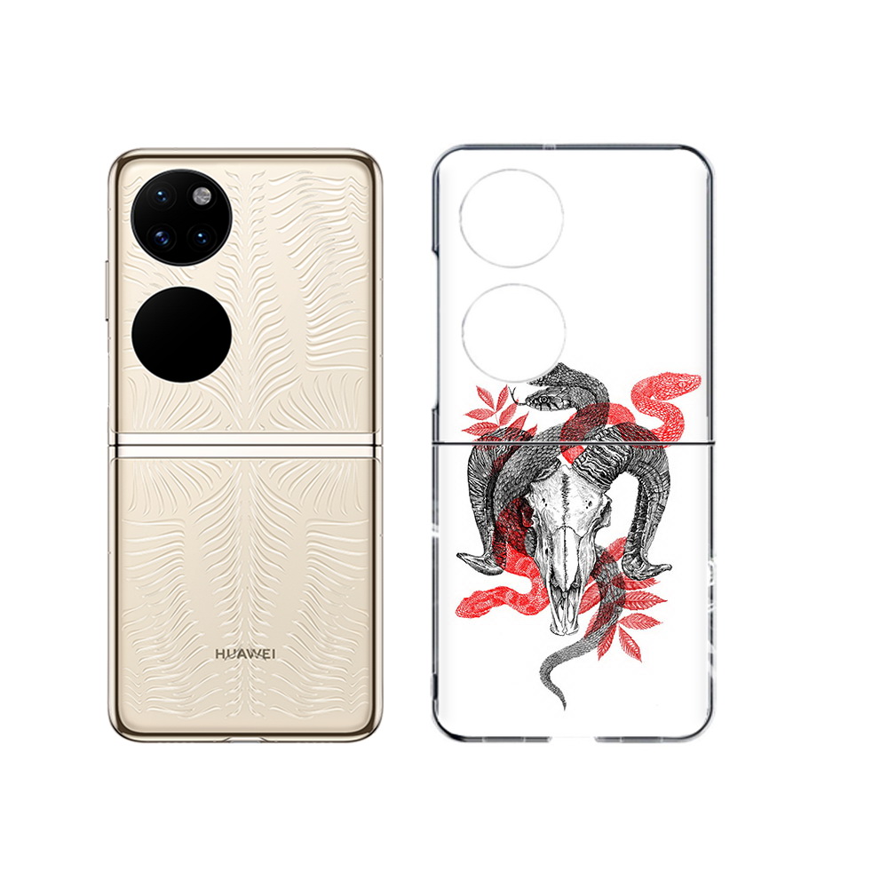 

Чехол MyPads Tocco для Huawei P50 змея в черепе рисунок (PT225999.71.365), Прозрачный, Tocco