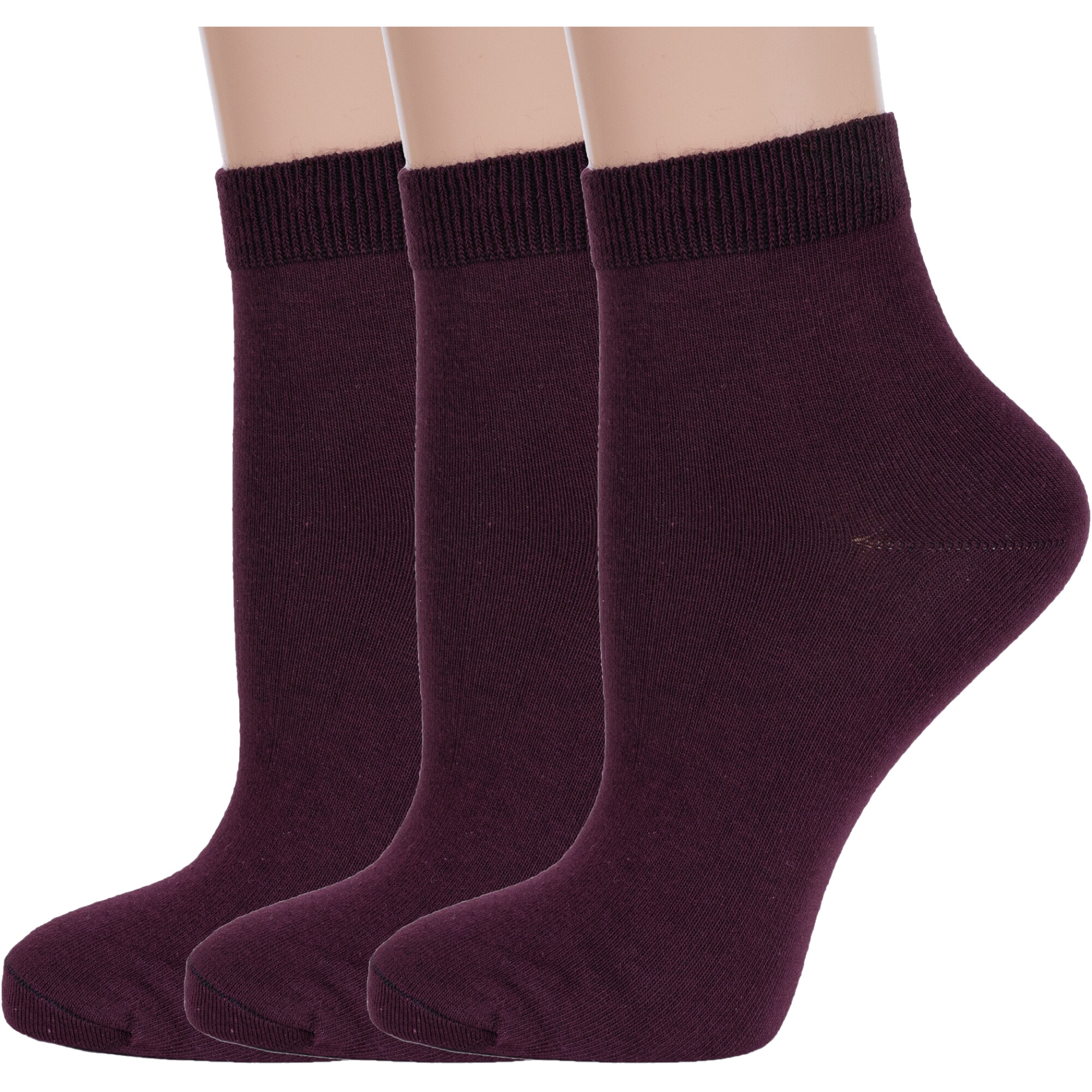 Комплект носков женских Rusocks 3-С-420/1 бордовых 23-25, 3 пары