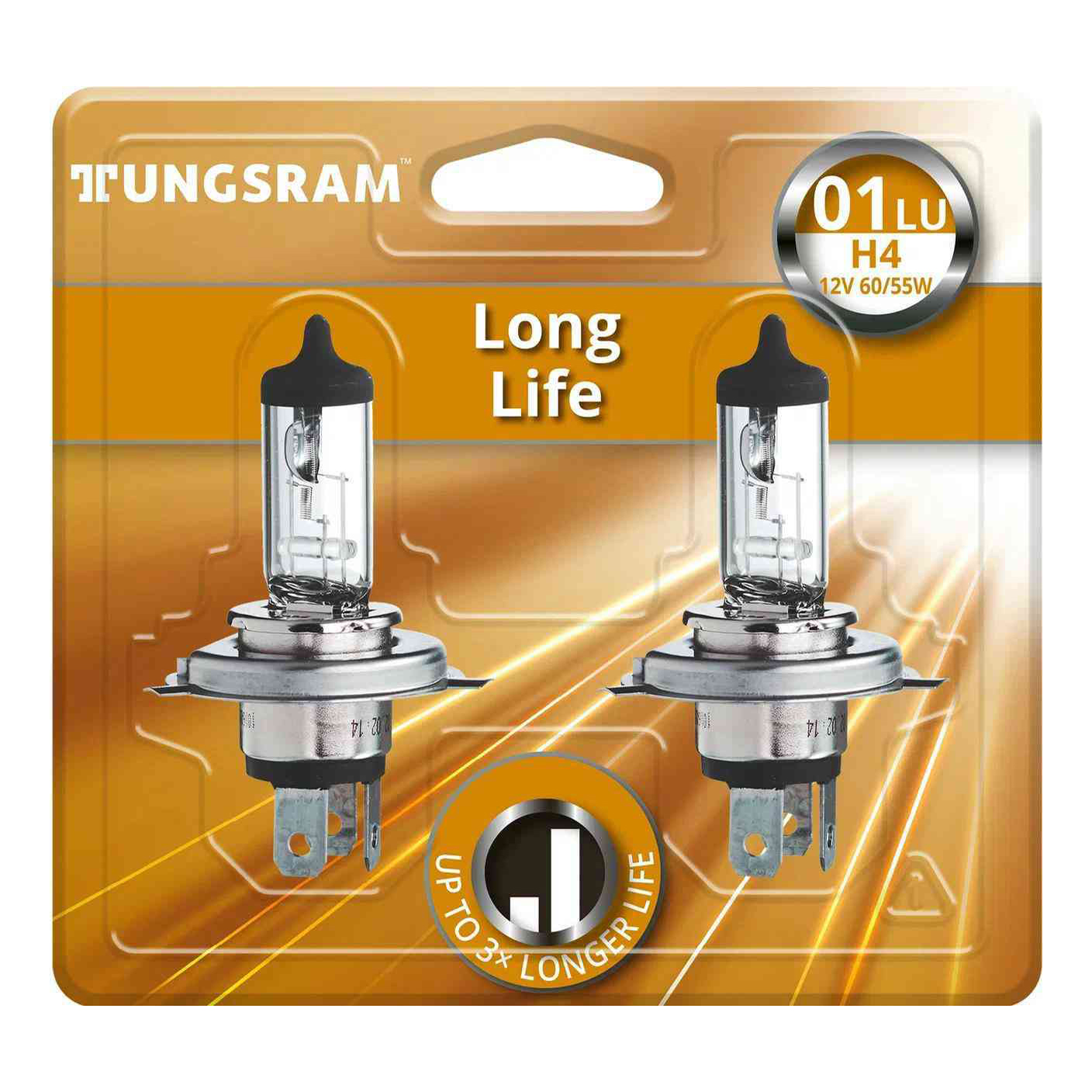 

Автолампа галогенная Tungsram с увеличенным сроком службы Tungsram H4 P43t 2 шт