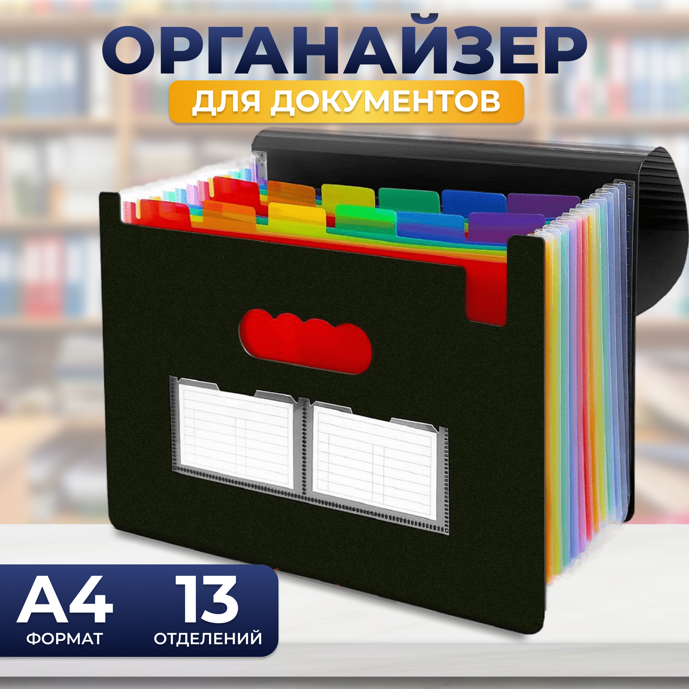 

Папка Dmade для документов А4 12 отделений, Черный, papka12