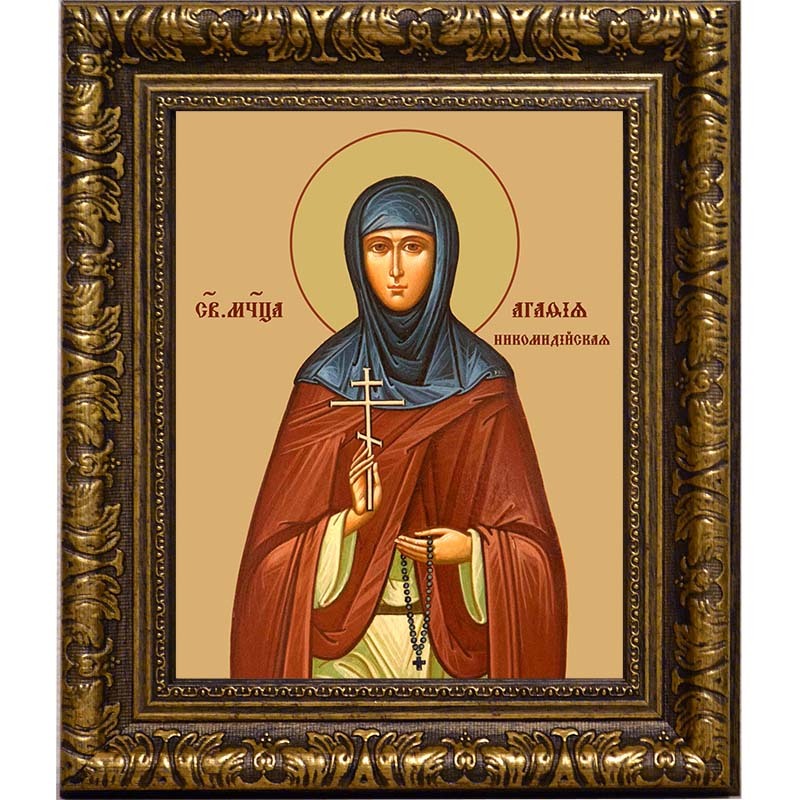 

Агафия Никомидийская Преподобномученица, игумения. Икона на холсте.