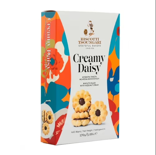 Печенье Biscotti Tsoungari Creamy Daisy сдобное шоколадное с ванильным кремом 170 г