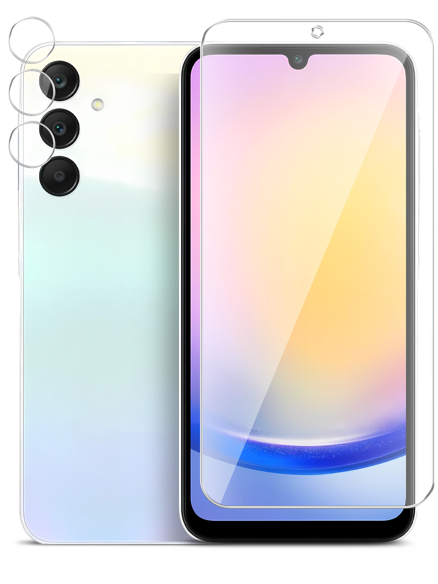 

Защитное стекло для Samsung Galaxy A25 на экран и камеру гибридное прозрачное, Samsung Galaxy A25