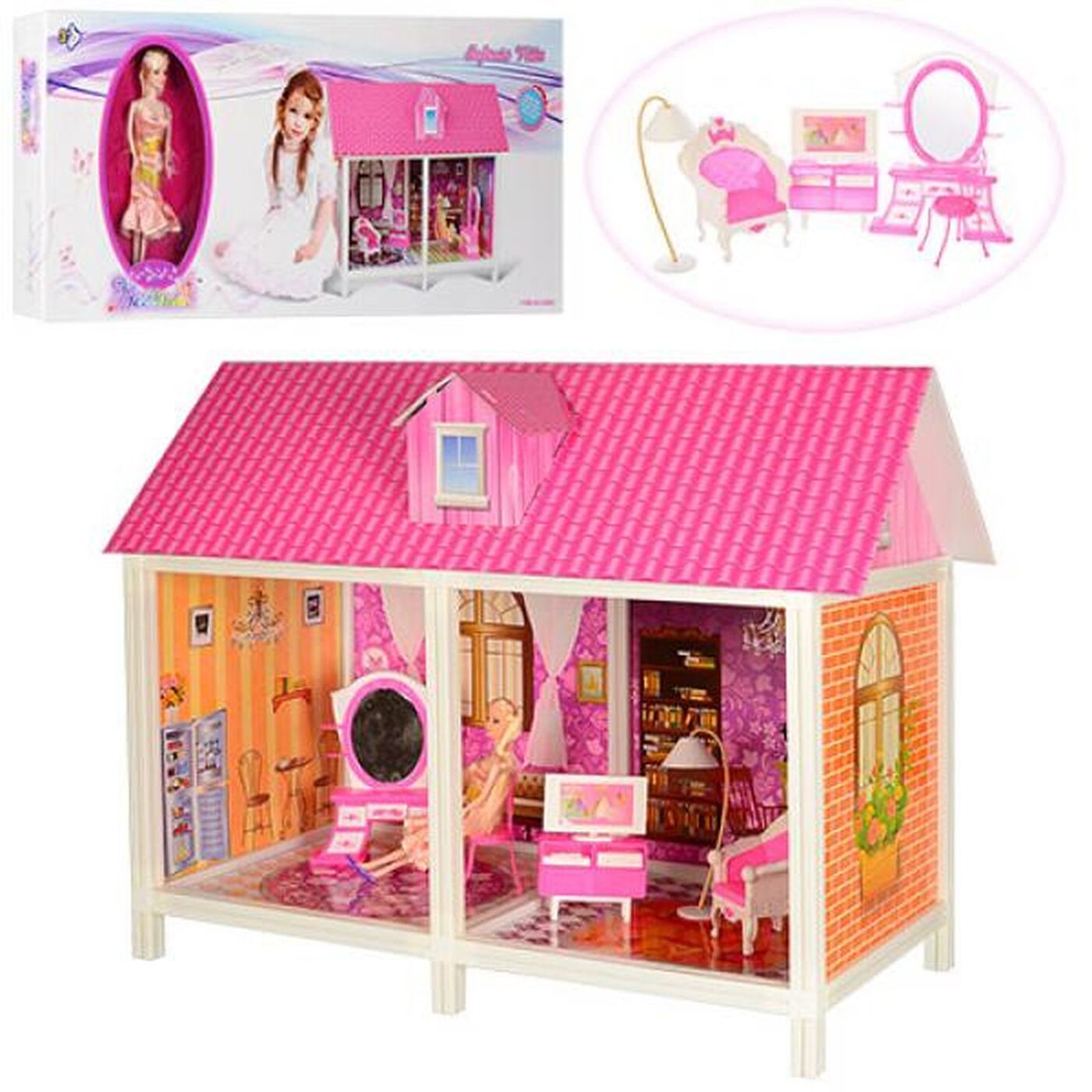Игровой набор Synergy Trading Кукольный сборный дом Infanta Villa с куклой и мебелью