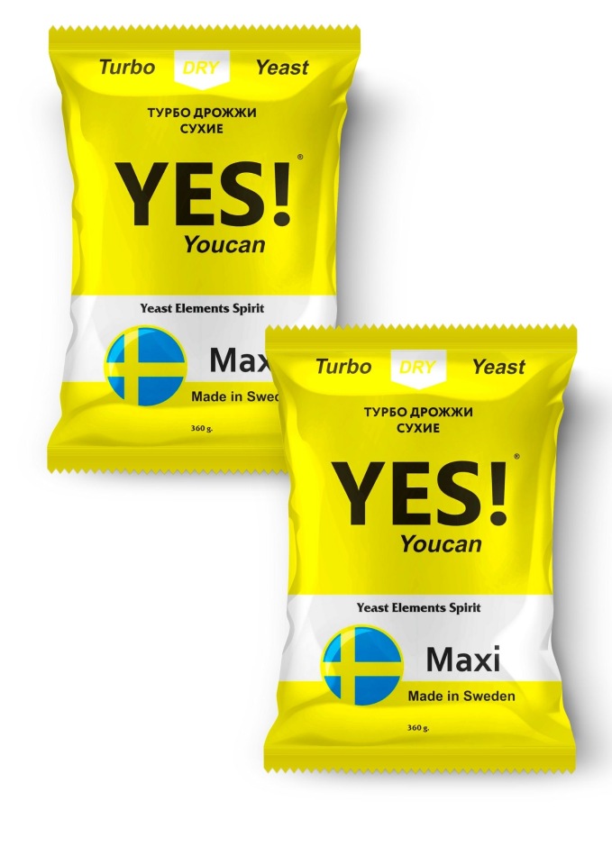 

Спиртовые турбо дрожжи YES! Maxi, 2х360гр (2 штуки в комплекте)