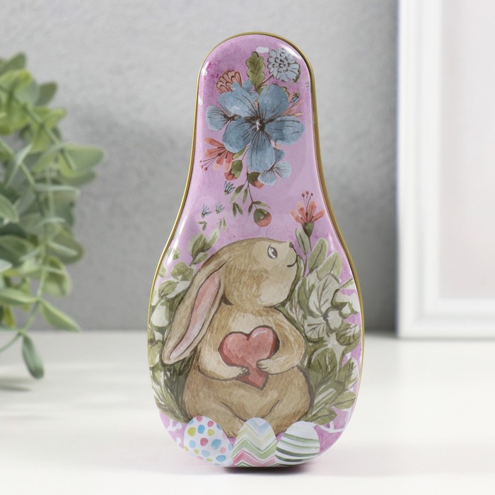 

Шкатулка металл "Заяц с сердечком" 14,5х7х5 см, Разноцветный