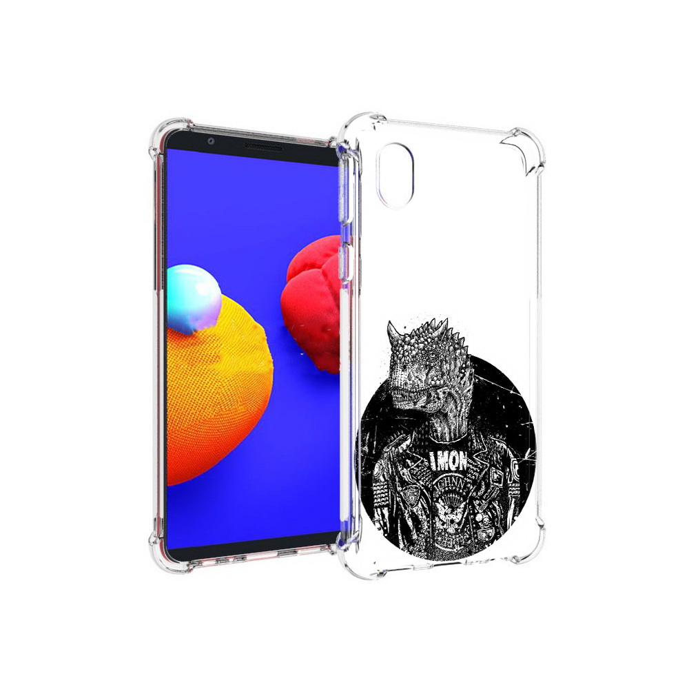 

Чехол MyPads Tocco для Samsung Galaxy A01 Core динозавр в куртке (PT151825.477.328), Прозрачный, Tocco
