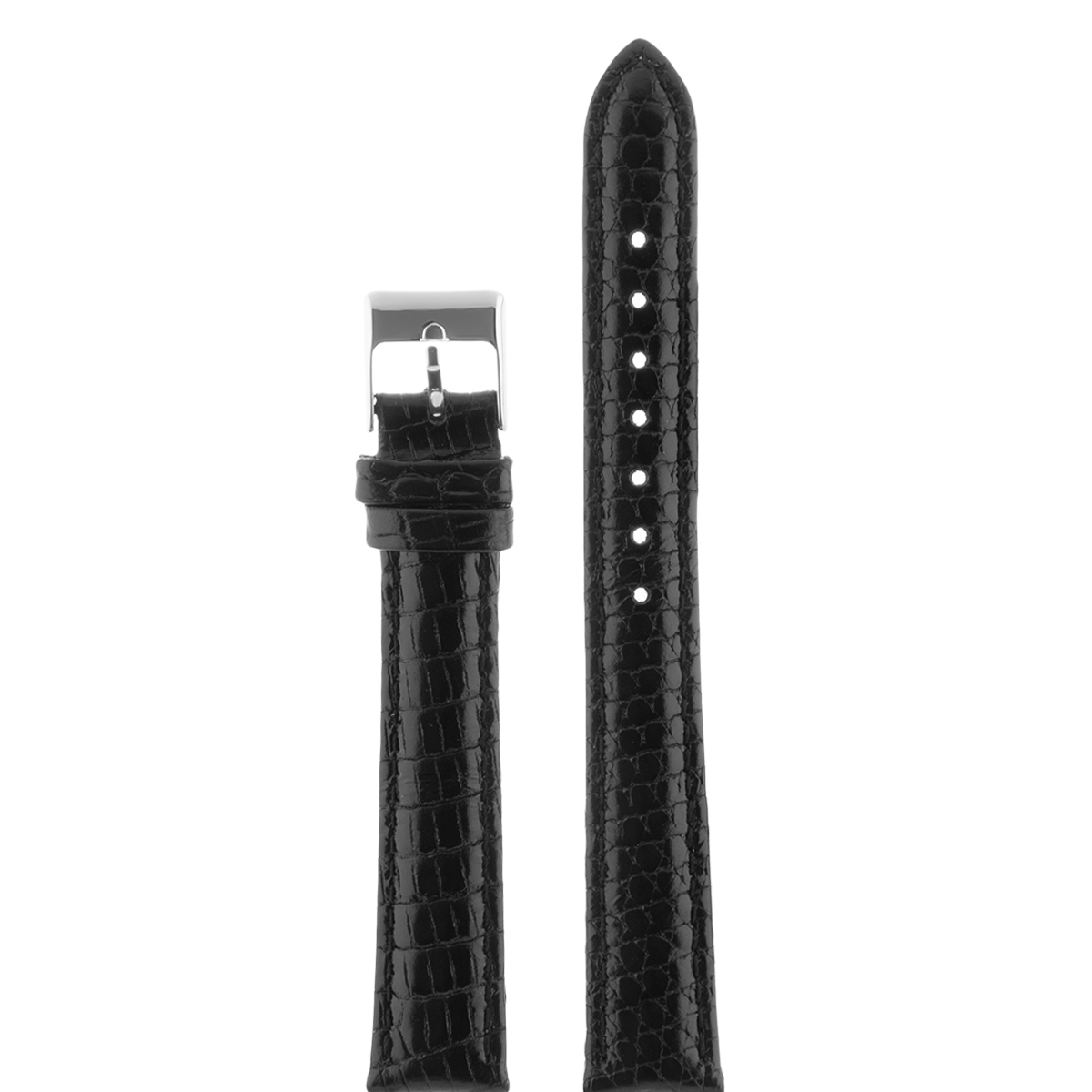 

Ремешок из двух частей унисекс Nagata Leather 16 черная змея/серебро, Черный, 16
