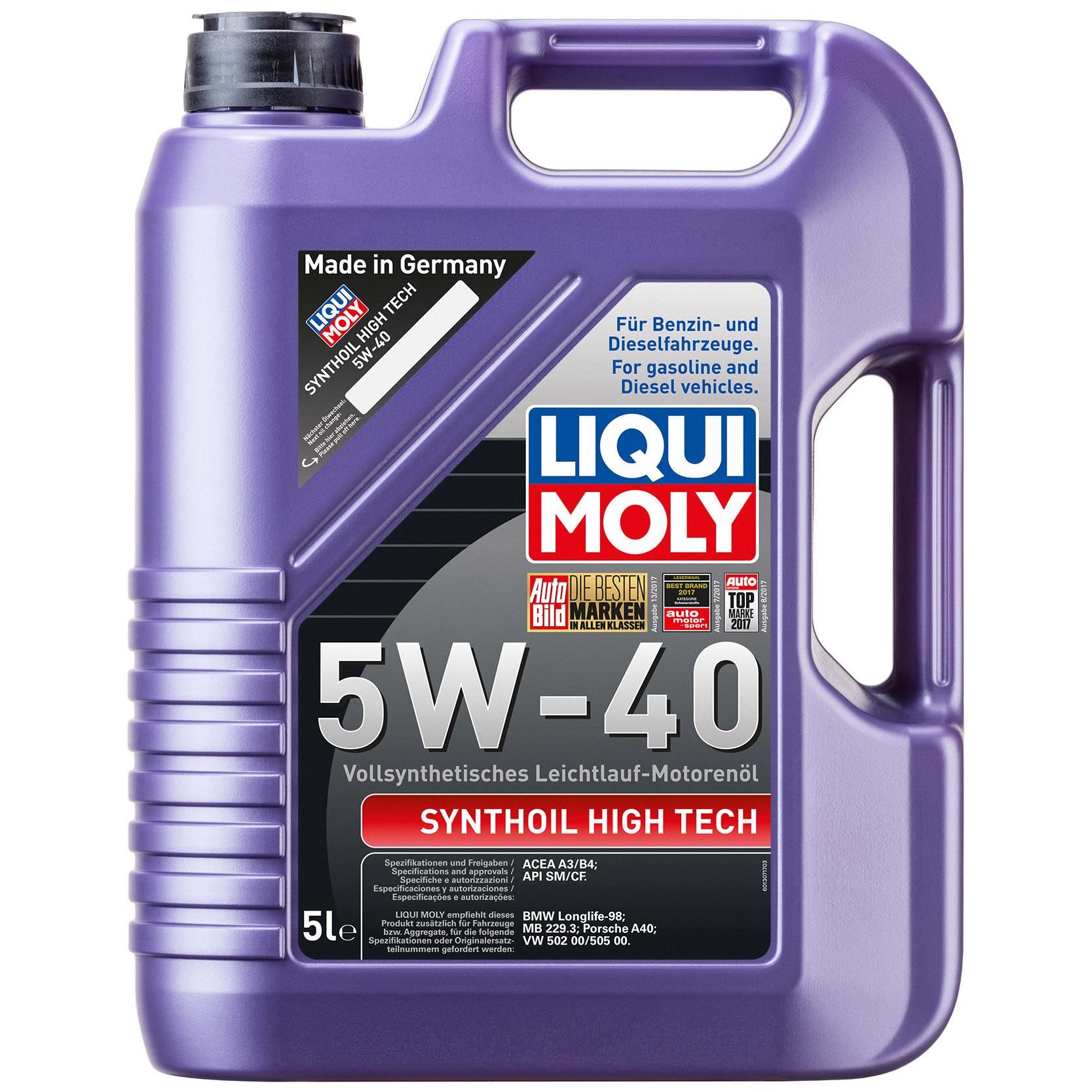 фото Моторное масло liqui moly synthoil high tech 5w-40 (5л)