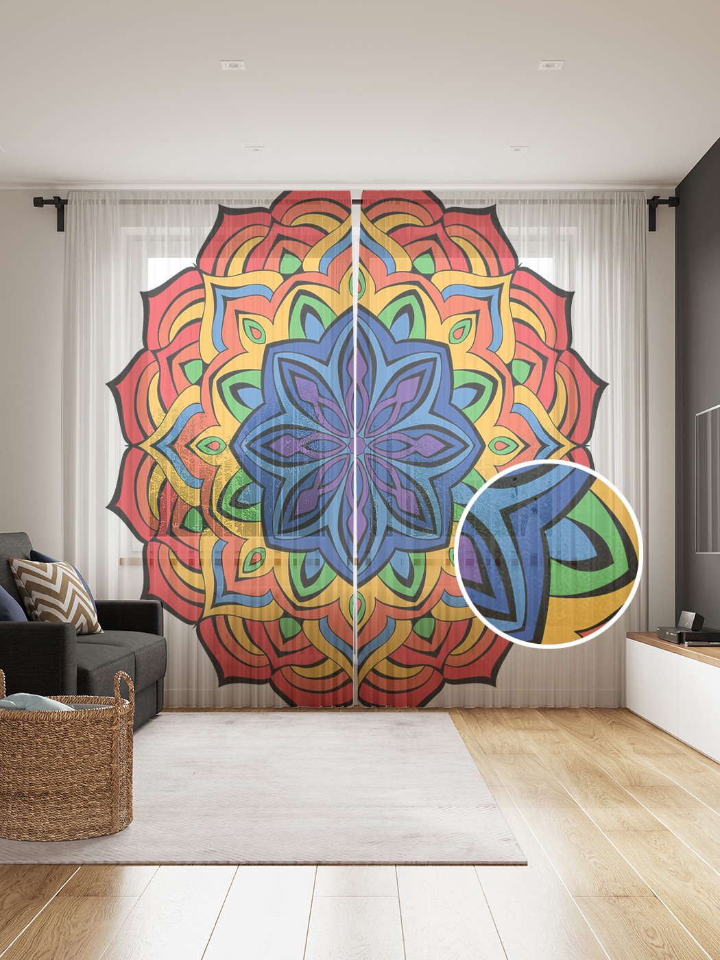 

Фототюль JoyArty "Многолепестковая мандала", 145x265см, 2 полотна, лента, 50 крючков, Многолепестковая мандала