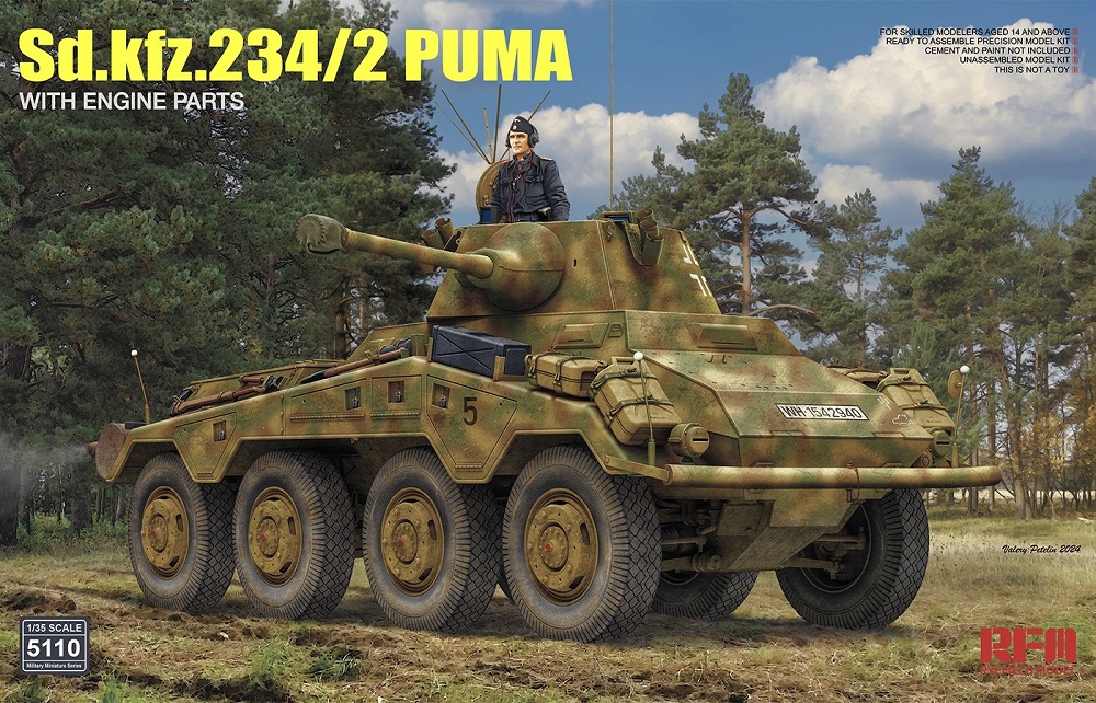 

Модель для сборки Rye Field Model Бронеавтомобиль SD.KFZ.234/2 PUMA W/ENGINE PARTS, 1/35, Бронеавтомобиль