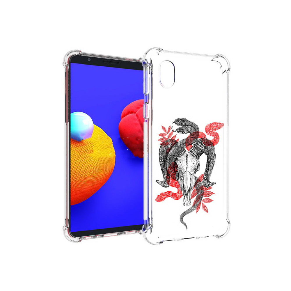

Чехол MyPads Tocco для Samsung Galaxy A01 Core змея в черепе рисунок (PT151825.477.365), Прозрачный, Tocco