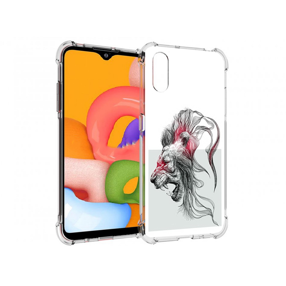 

Чехол MyPads Tocco для Samsung Galaxy A01 разъяренный лев (PT144711.509.576), Прозрачный, Tocco