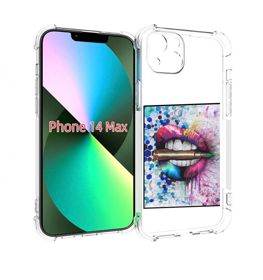 

Чехол MyPads разноцветные губы с пулей для iPhone 14 Plus (6.7), Прозрачный, Tocco