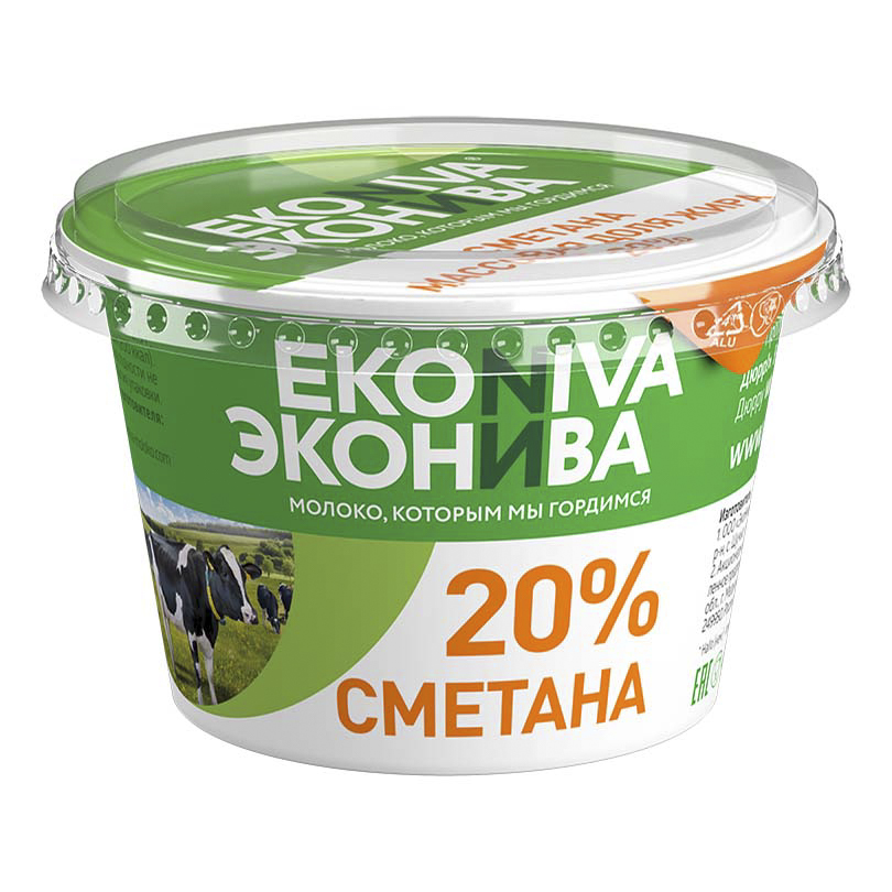 фото Сметана эконива 20% бзмж 200 г