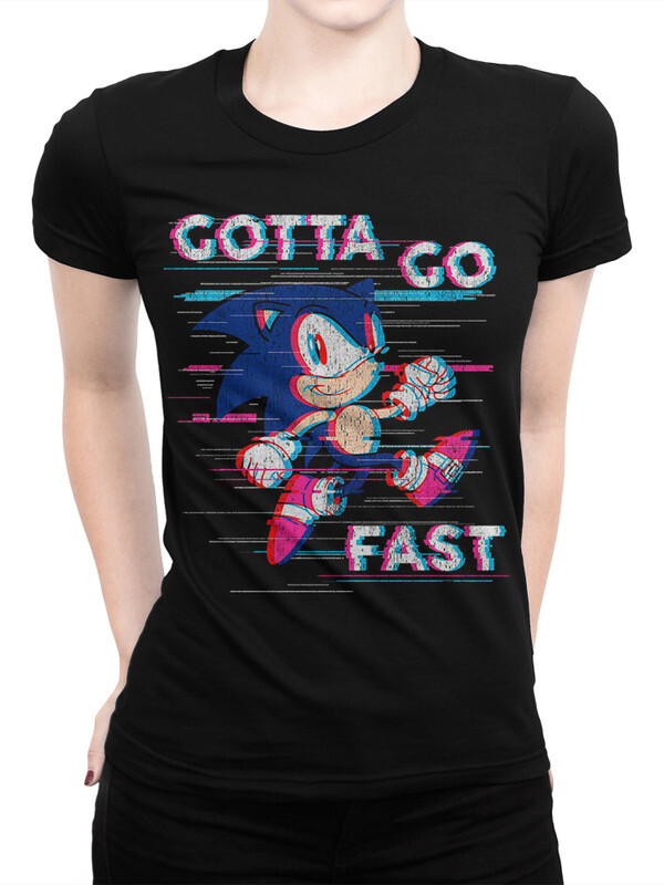 фото Футболка женская design heroes ёжик соник - gotta go fast черная 2xl