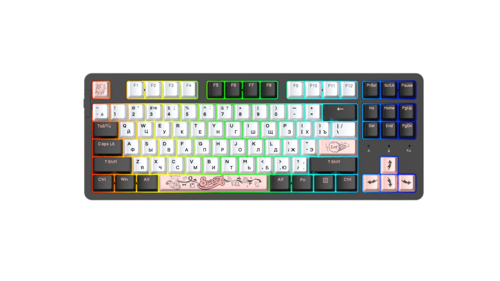 Клавиатура механическая Dareu Black-White, A87X, проводная, 87 клавиш