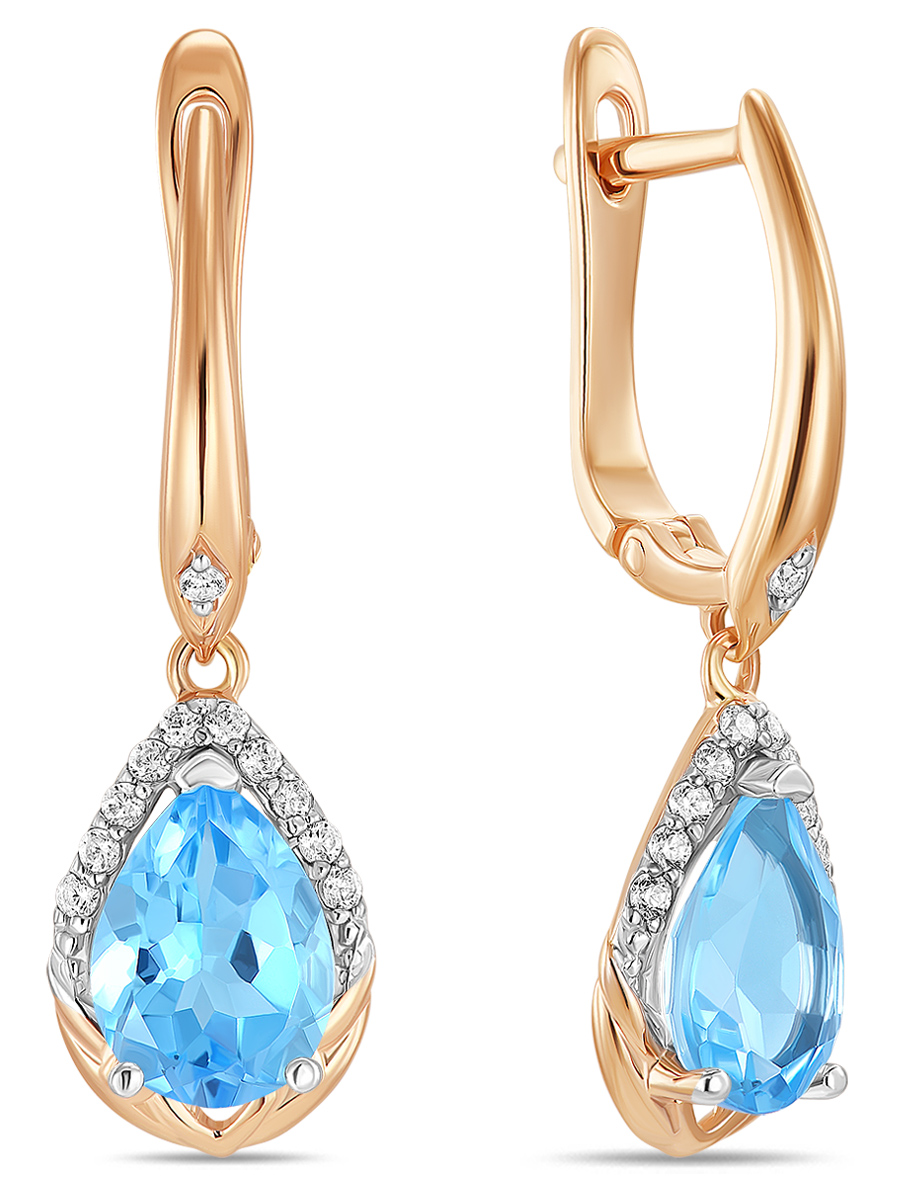 

Серьги из золота MIUZ Diamonds (Московский ювелирный завод) E01-59805-BT, топаз/фианит, E01-59805-BT
