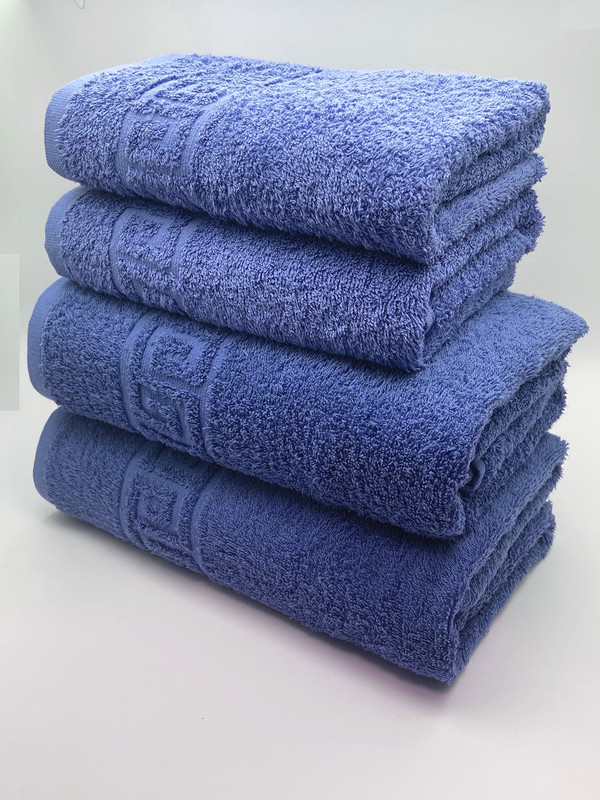 фото Комплект махровых полотенец, набор парный 70*140 (2шт)+50*90 (2шт) "синий" tm textile