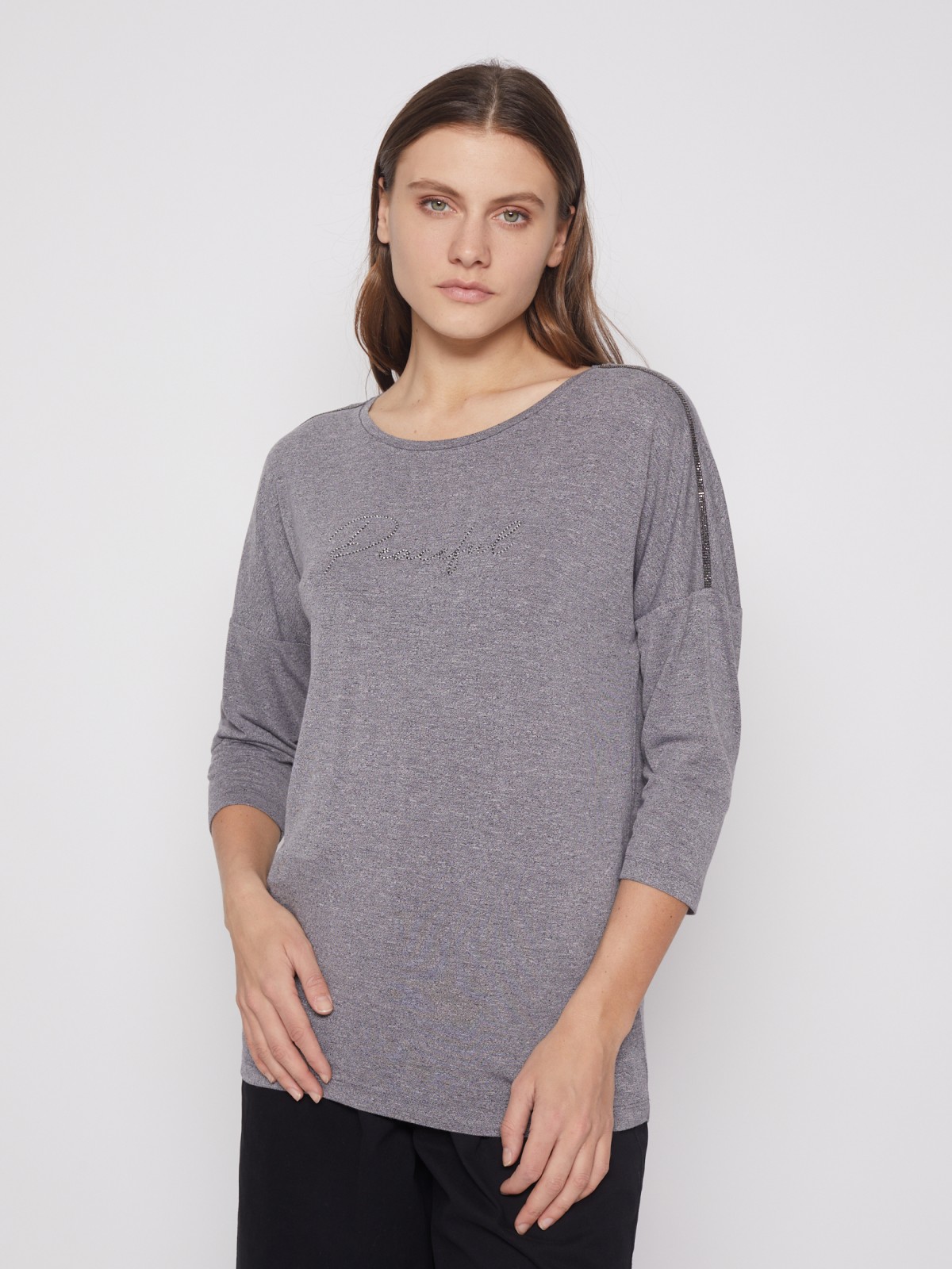 

Лонгслив женский Zolla 022323113013 серый L, 022323113013