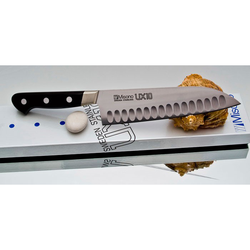 

Кухонный нож Misono UX10 Steel с проточкой Santoku 180mm, UXP751