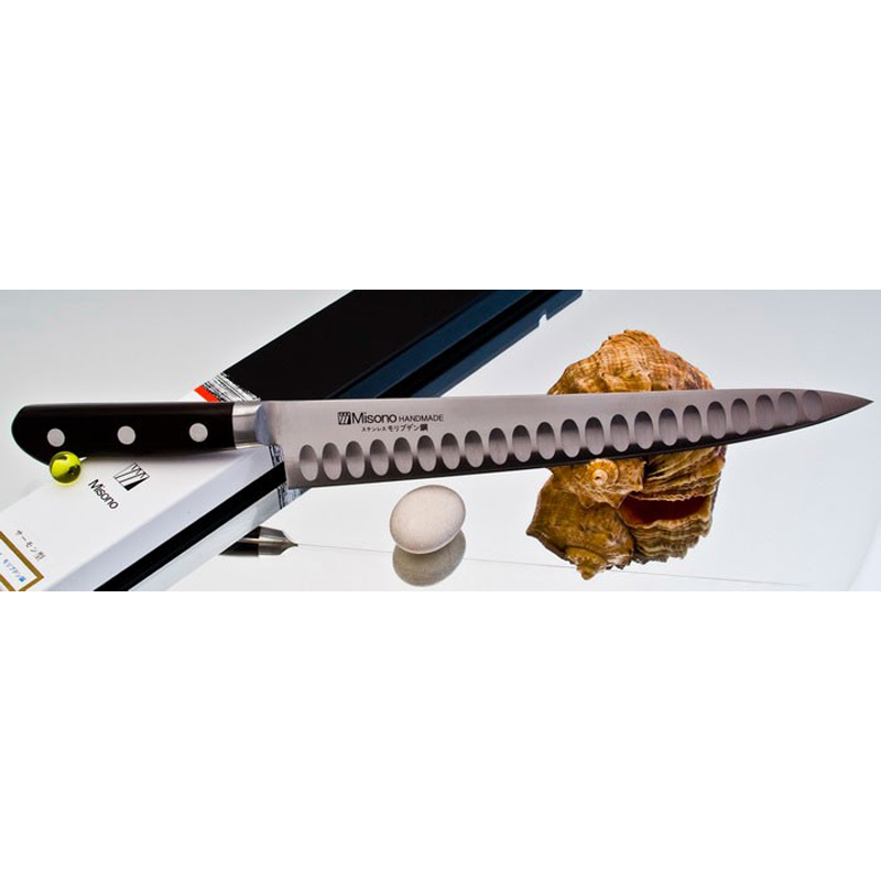 

Кухонный нож Misono Molibden Steel с проточкой Sujihiki 240mm, MSP528