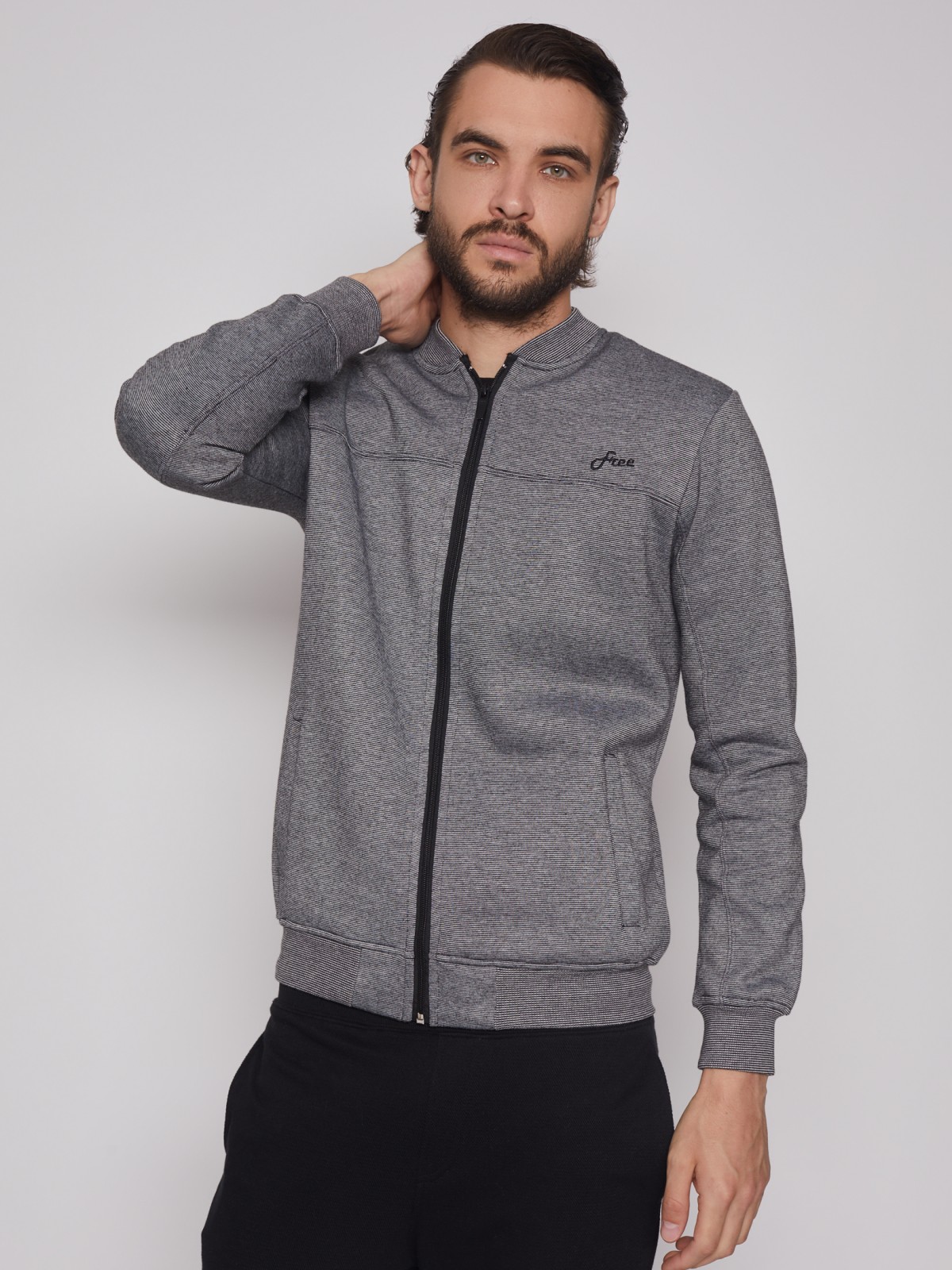

Толстовка мужская Zolla 01232432F033 серая 3XL, 01232432F033