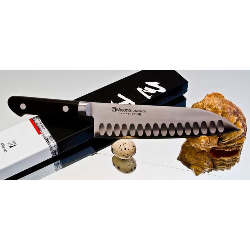 

Кухонный нож Misono Molibden Steel с проточкой Santoku 180mm, MSP584