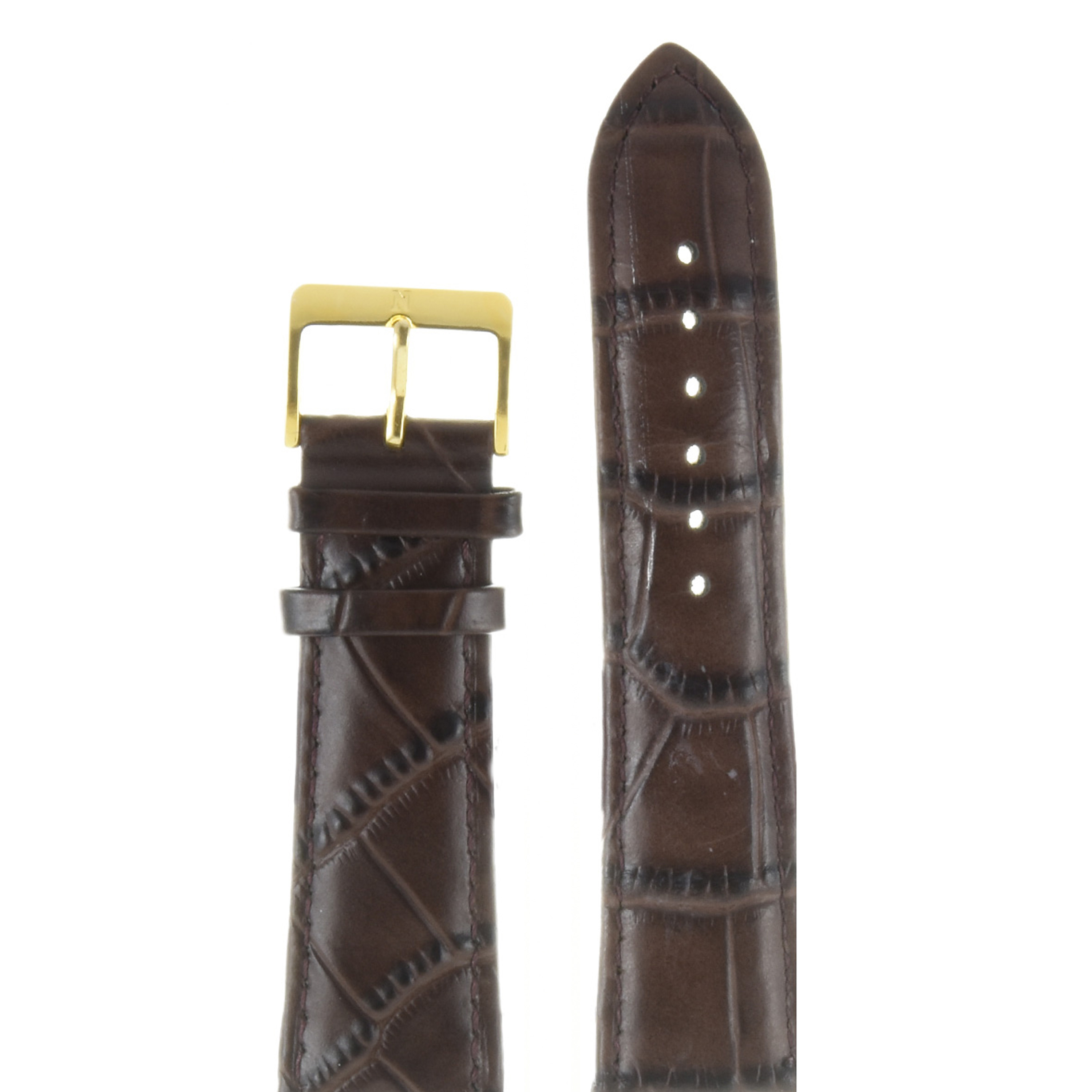 

Ремешок из двух частей мужской Nagata Leather 24 темно-коричневая croco/золото, Коричневый, 24