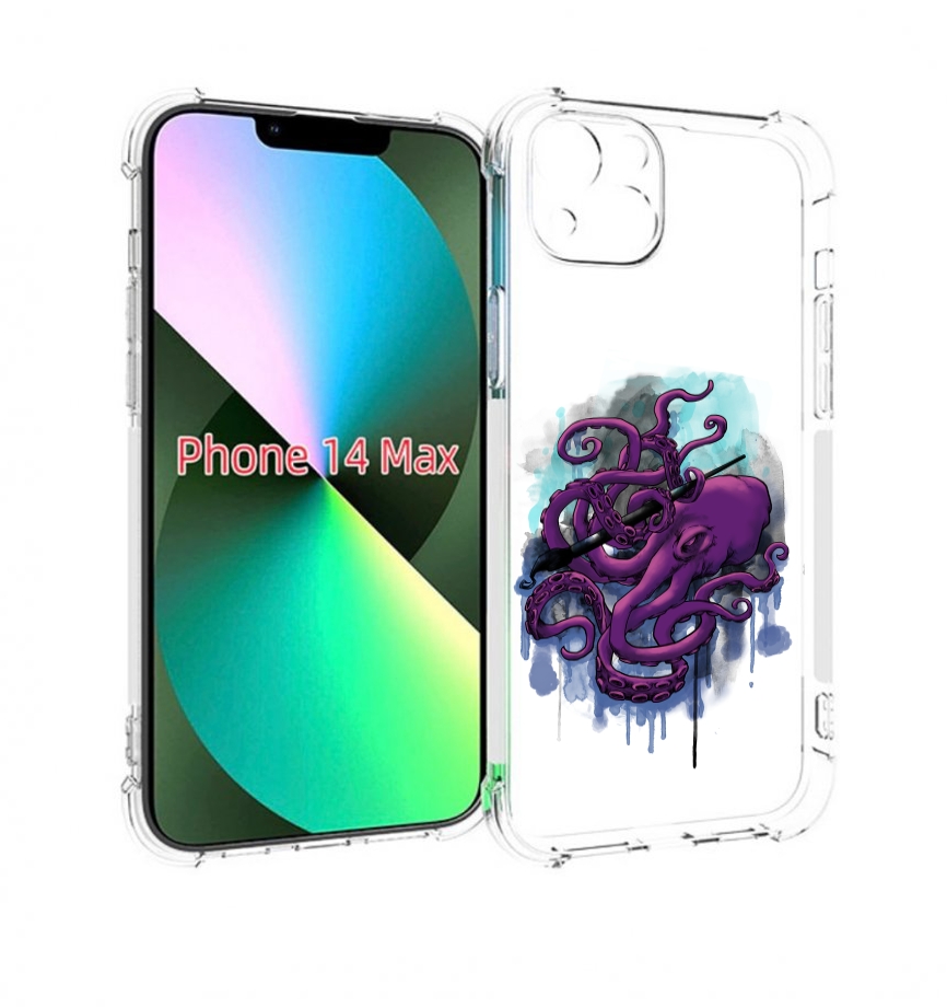 

Чехол MyPads фиолетовый осьминог для iPhone 14 Plus (6.7), Прозрачный, Tocco