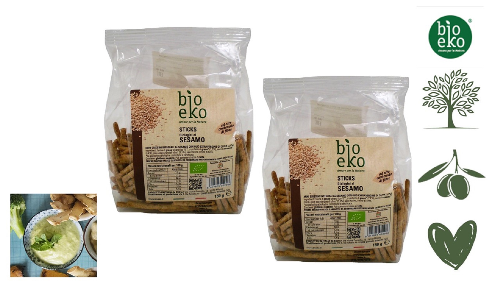 Хлебные палочки Bio Eko гриссини с кунжутом, 2 шт по 150 г