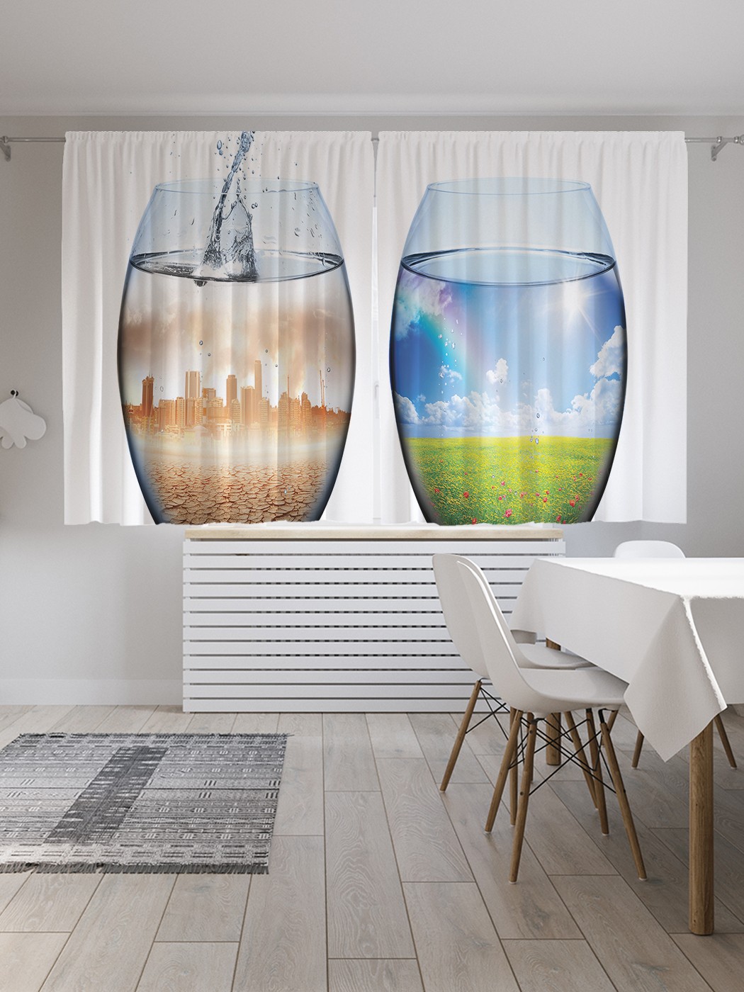 фото Шторы joyarty с фотопечатью "экологический кризис" из сатена, 290х180 см
