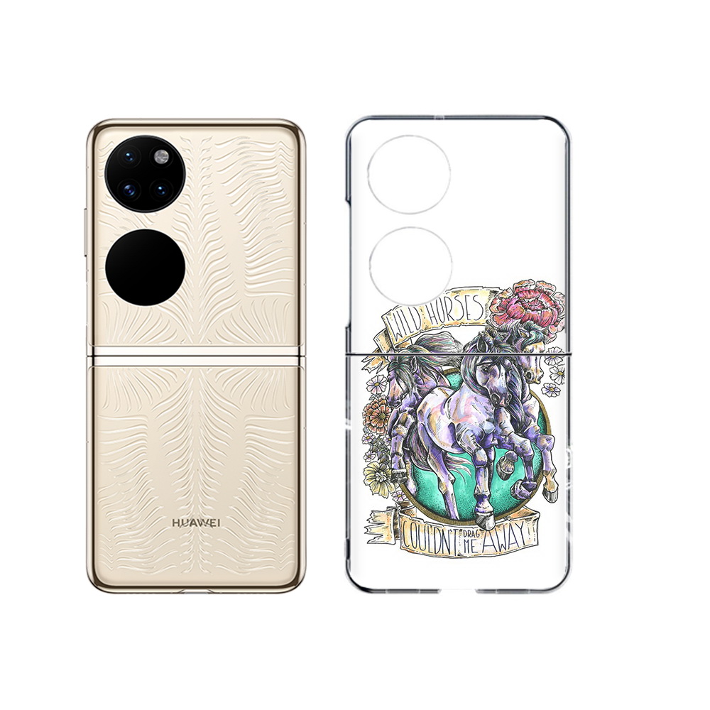 

Чехол MyPads Tocco для Huawei P50 рисунок коней в цветах (PT225999.71.582), Прозрачный, Tocco