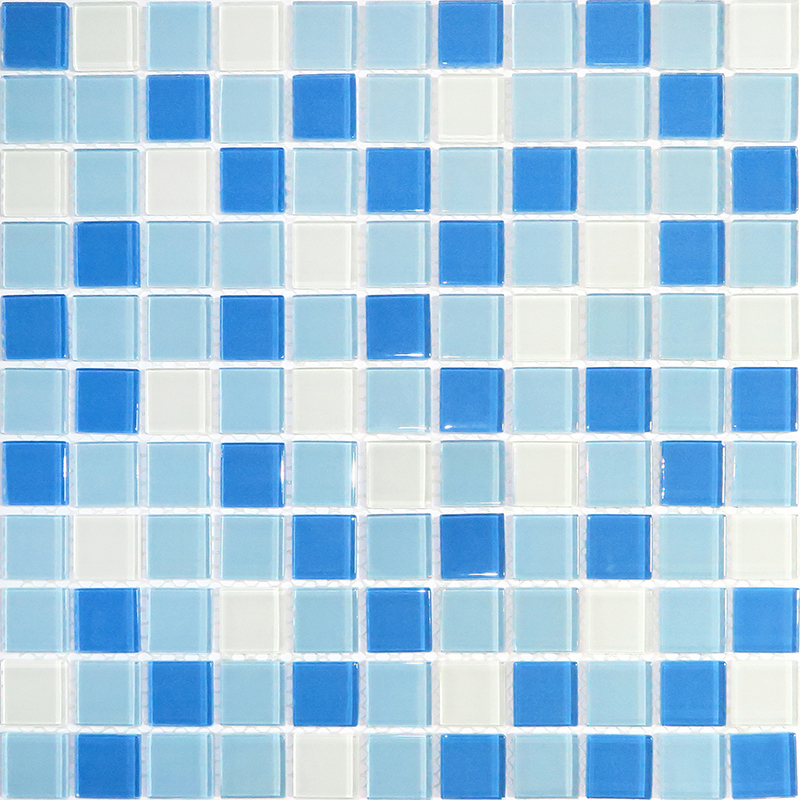 фото Мозаика из стекла natural color palette белый голубой квадрат cpm-19