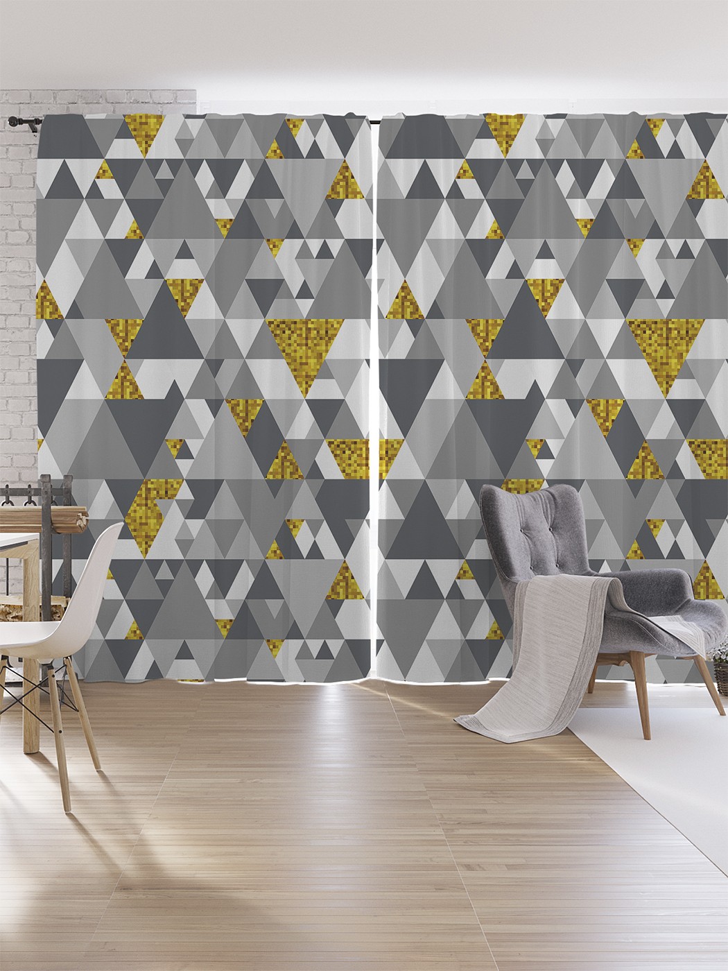 

Шторы под лён JoyArty "Мир треугольников", серия Oxford DeLux, 340х265 см, Мир треугольников