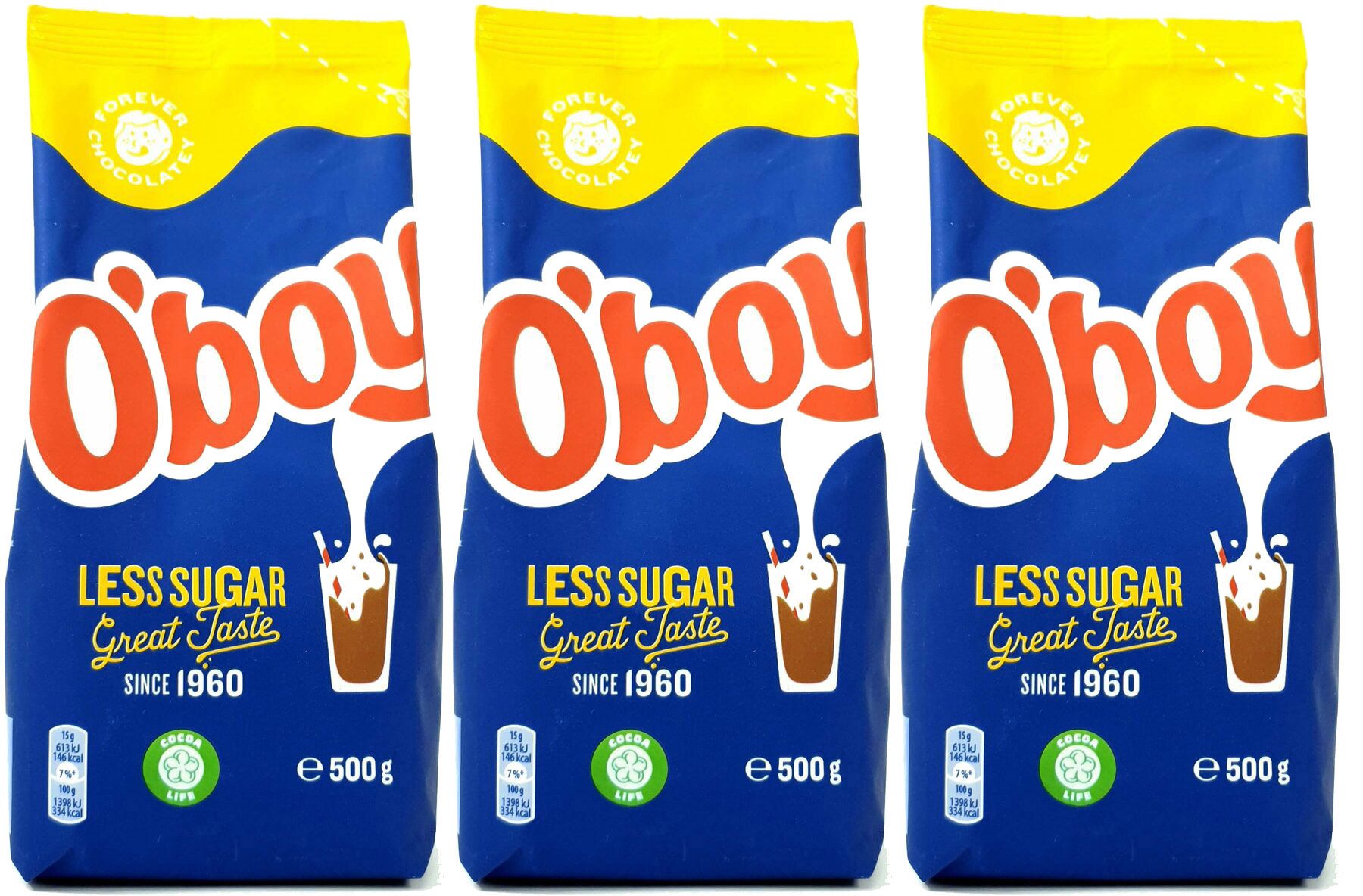 

Какао порошок O'boy с низким содержанием сахара, 500 г х 3 шт, oboy500-3