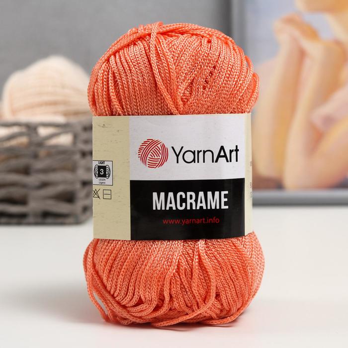 

Пряжа "Macrame Макраме" 100% полиэстер 130м/90гр (160 св. коралл), Оранжевый, макраме