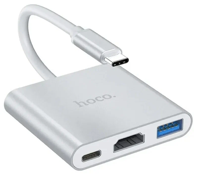 Хаб Type-C на USB 3.0 + HDMI + PD HOCO HB14 переходник для Macbook Pro Air